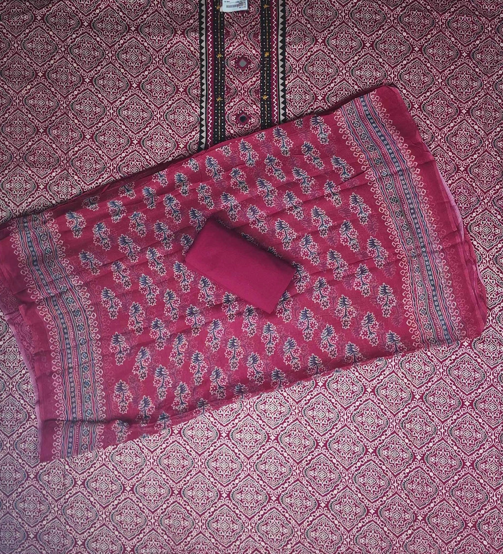 Vibrant Red Bandhani Print Salwar Suit Set - Red - Picture 6