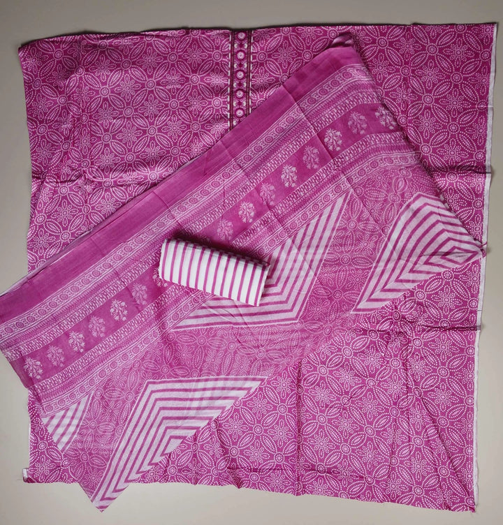 Vibrant Pink Bandhani Cotton Kurta Set - Pink - Picture 5