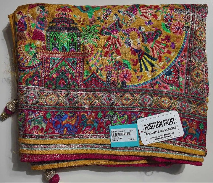 Vibrant Mustard Traditional Banarasi Saree - Gold - Picture 1