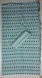 Elegant Green Floral Cotton Saree - Green (1) - Picture 5
