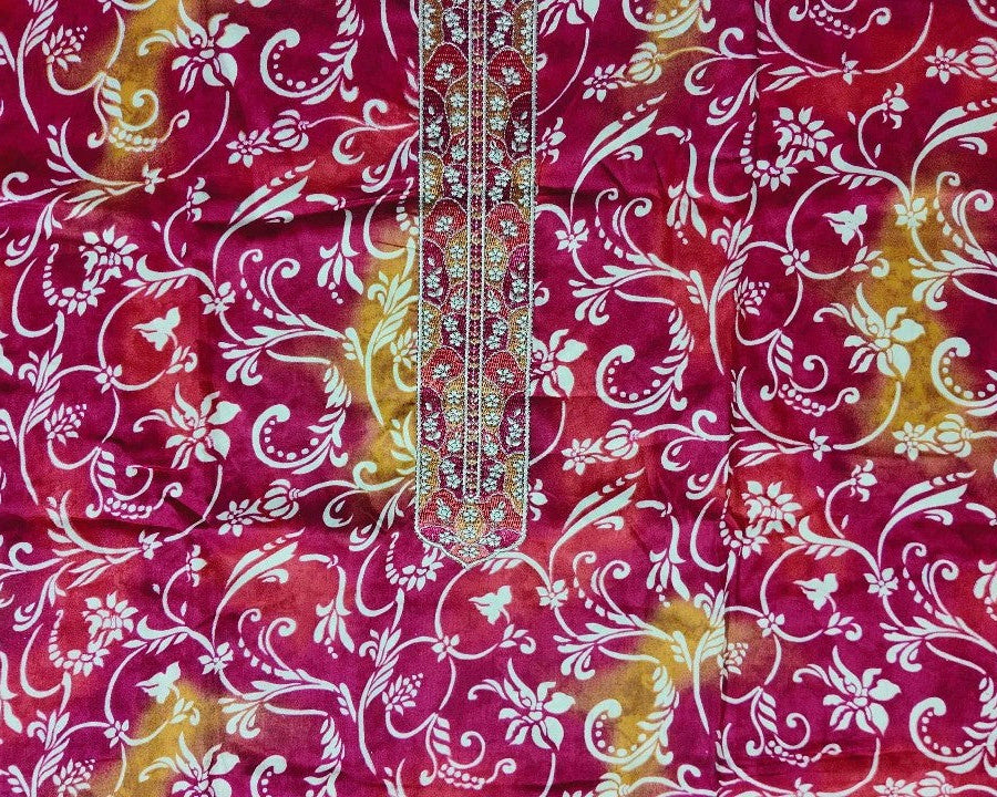 Elegant Red & Gold Floral Anarkali Suit - Red - Picture 2