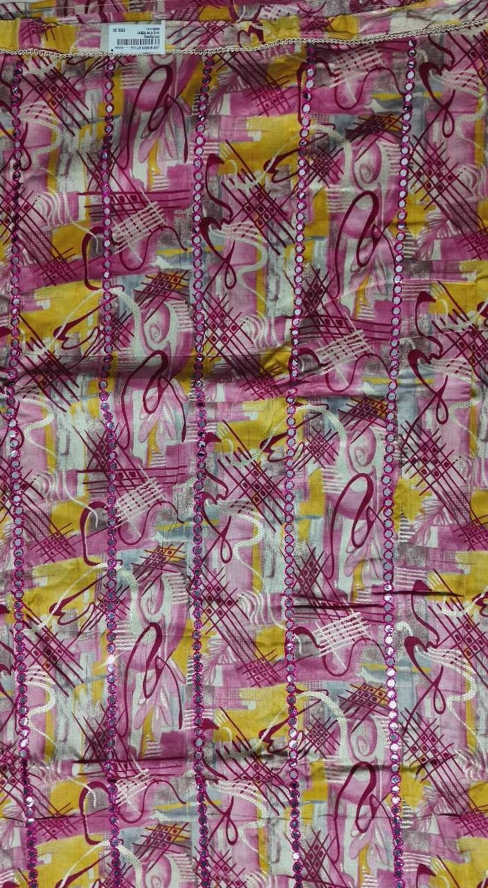 Vibrant Abstract Pink & Yellow Cotton Suit - Pink - Picture 2