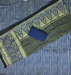 Navy Blue Floral Embroidered Cotton Kurta Set - Navy blue - Picture 5