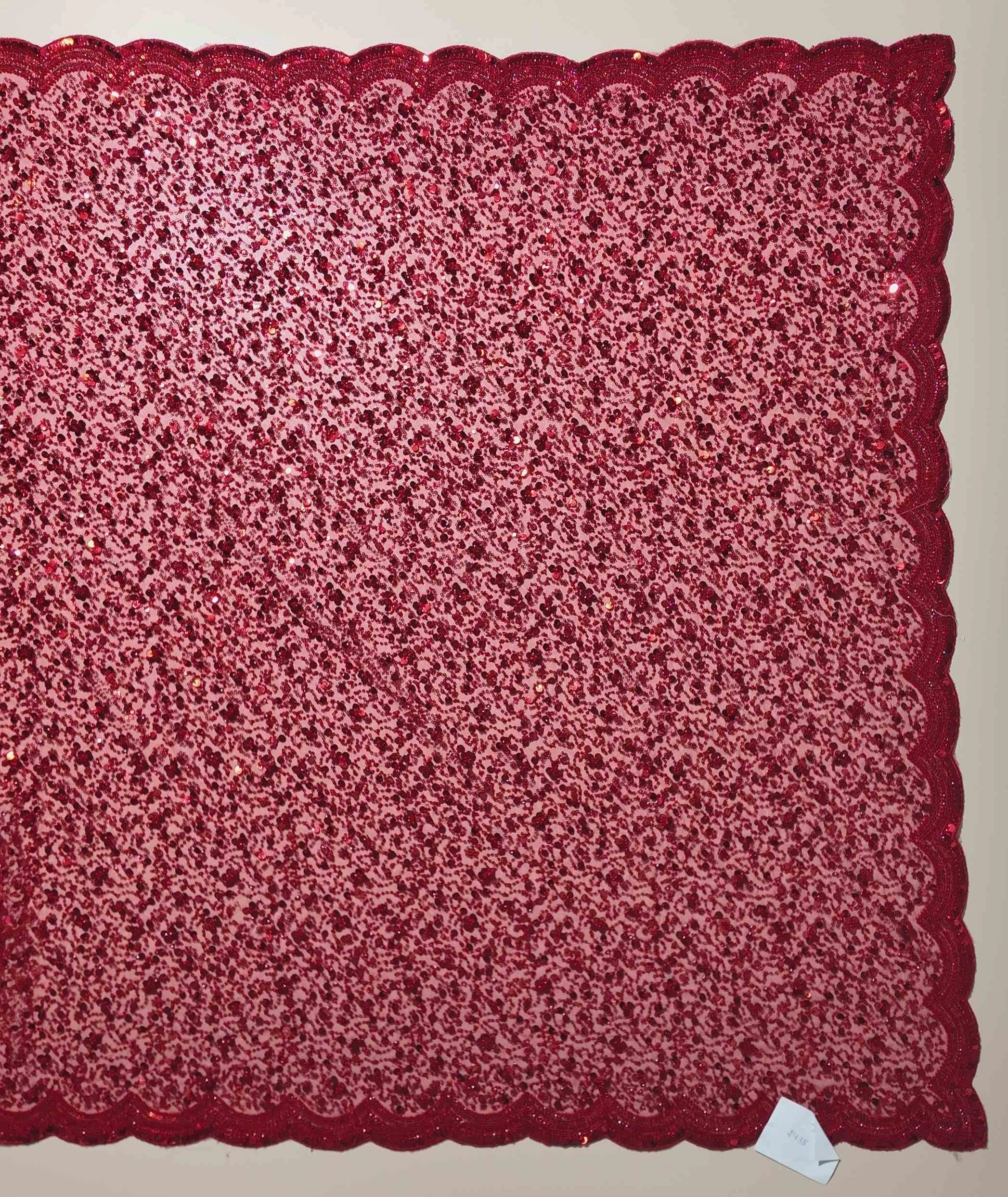 Radiant Red Sequin Embroidered Fabric - Red - Picture 3