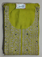 Vibrant Green Embroidered Silk Suit Set - Olive green - Picture 1