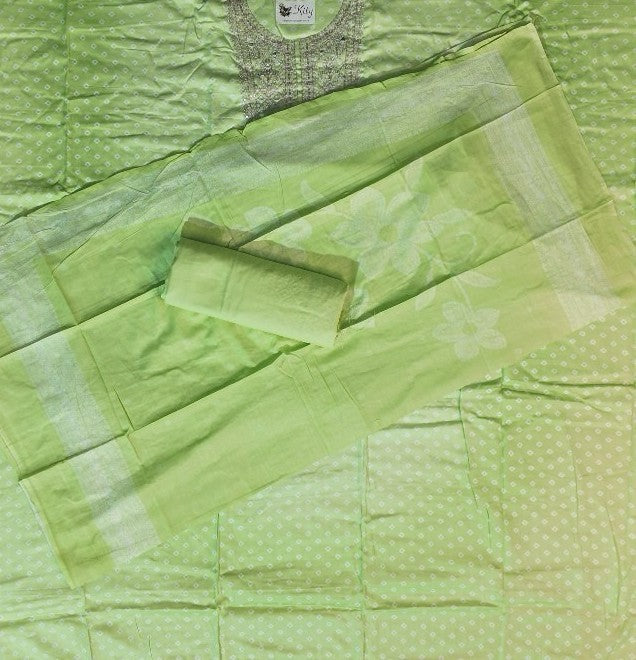 Elegant Lime Green Embroidered Kurta Set - Light green - Picture 6