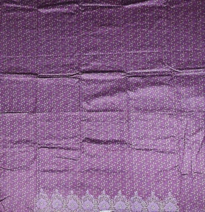 Elegant Purple Geometric Pattern Silk Suit - Purple - Picture 3