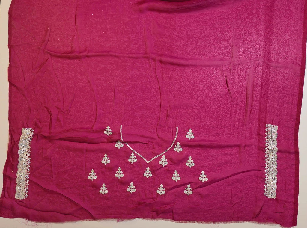 Elegant Maroon Zari Embroidered Silk Saree - Maroon - Picture 5