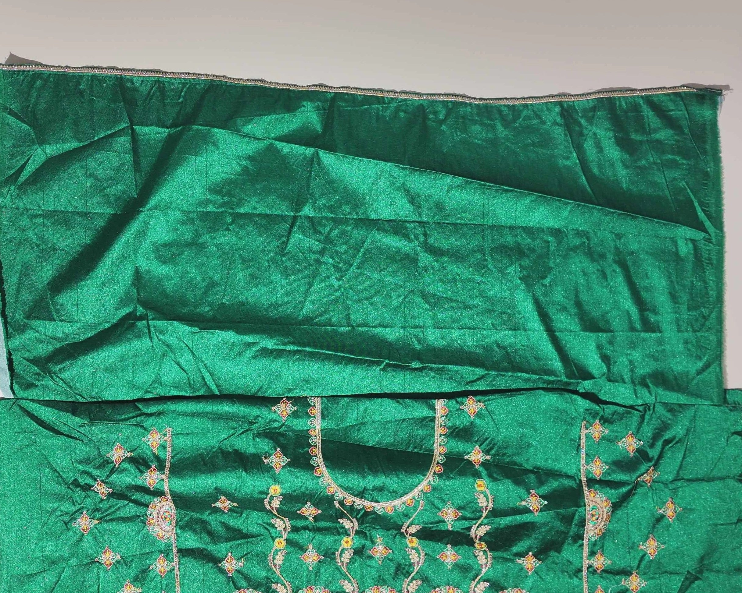 Elegant Maroon Embroidered Silk Dupatta - Red (1) - Picture 5