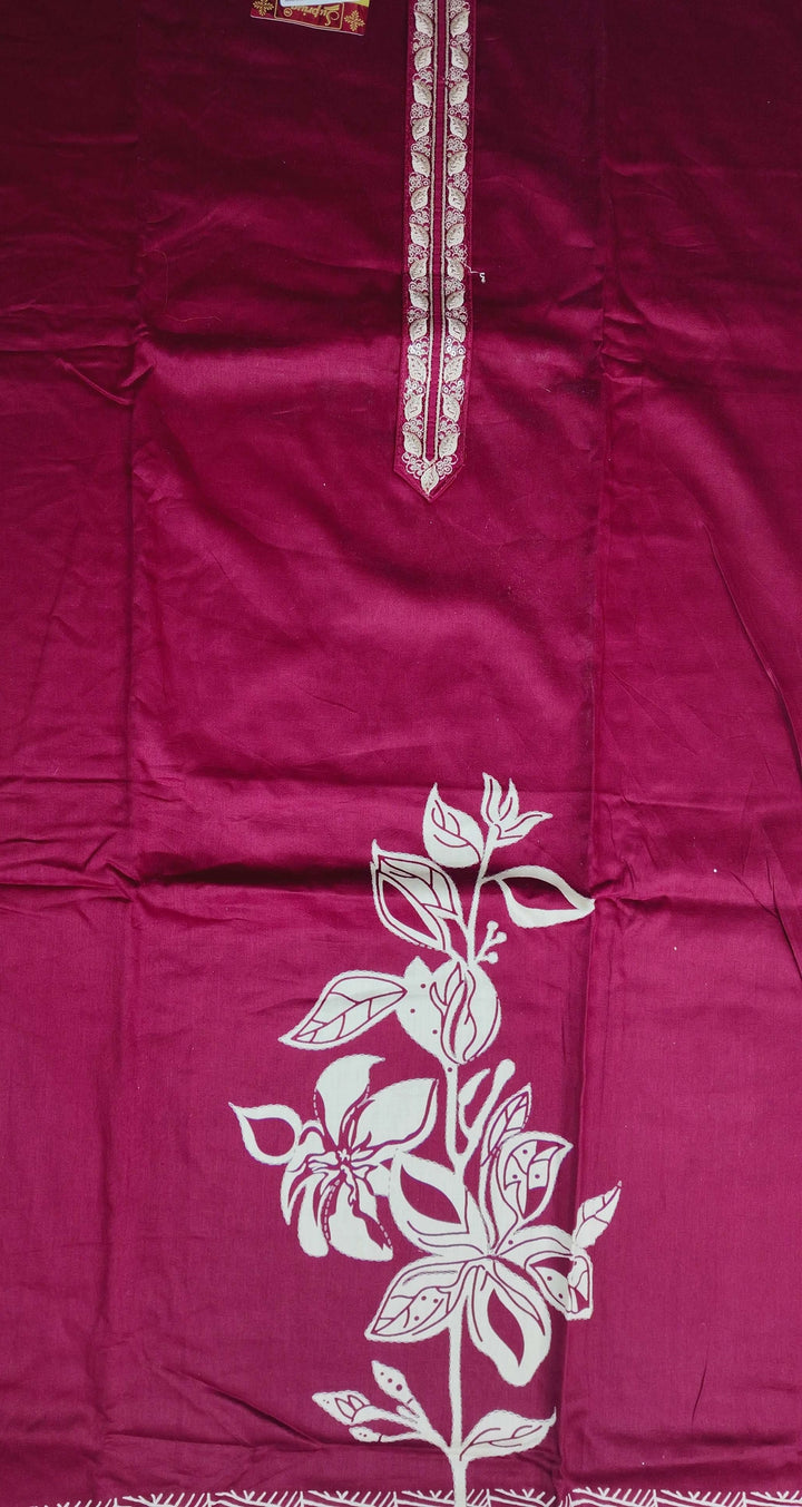 Elegant Maroon Floral Embroidered Suit Set - Maroon - Picture 2