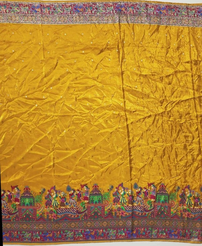 Vibrant Mustard Traditional Banarasi Saree - Gold - Picture 4