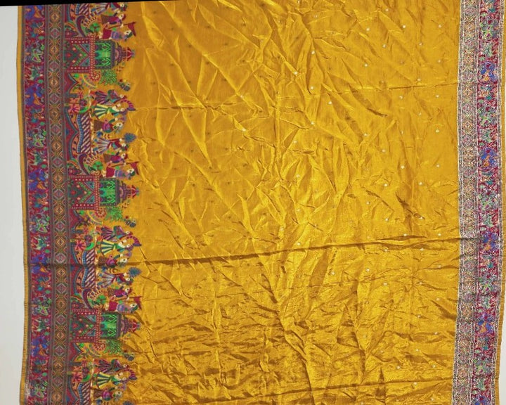 Vibrant Mustard Traditional Banarasi Saree - Gold - Picture 4