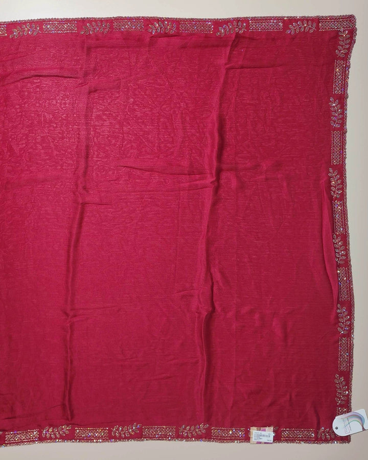 Elegant Maroon Embellished Shawl - Red - Picture 3