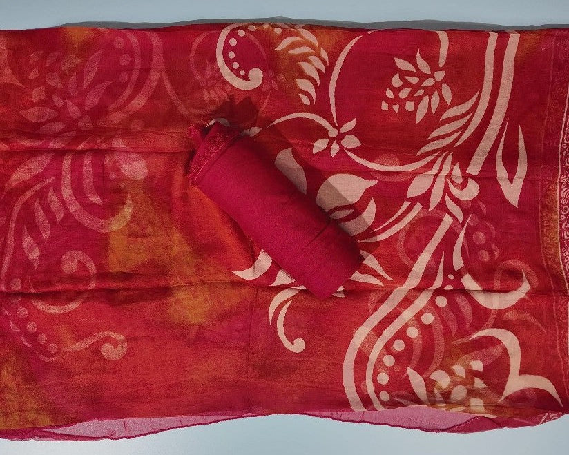 Elegant Red & Gold Floral Anarkali Suit - Red - Picture 5