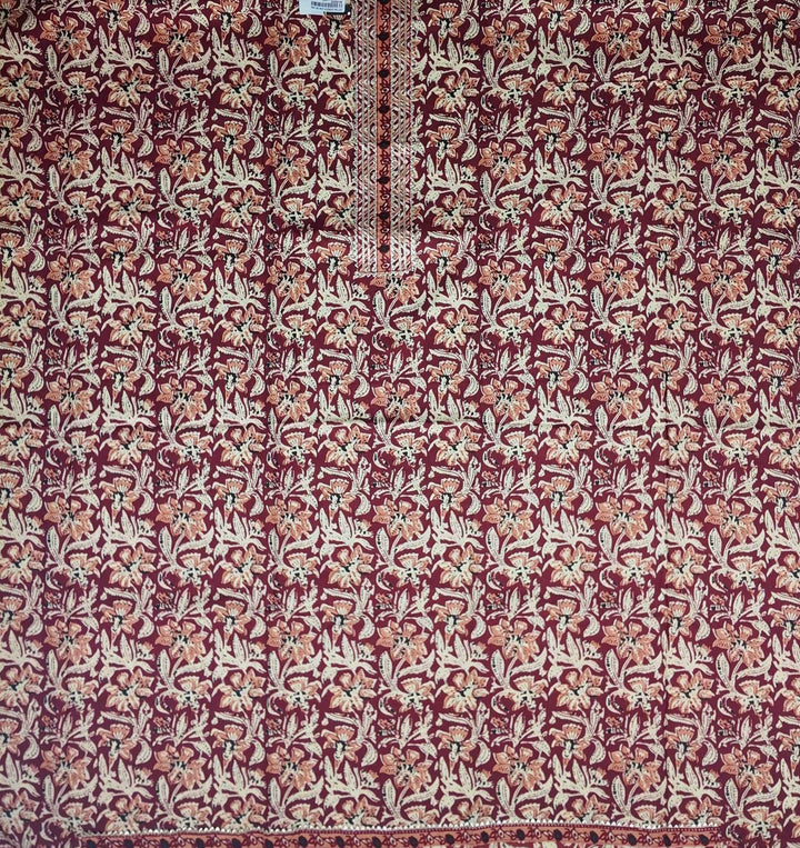 Maroon Floral Cotton Saree with Intricate Border - Maroon - Picture 4