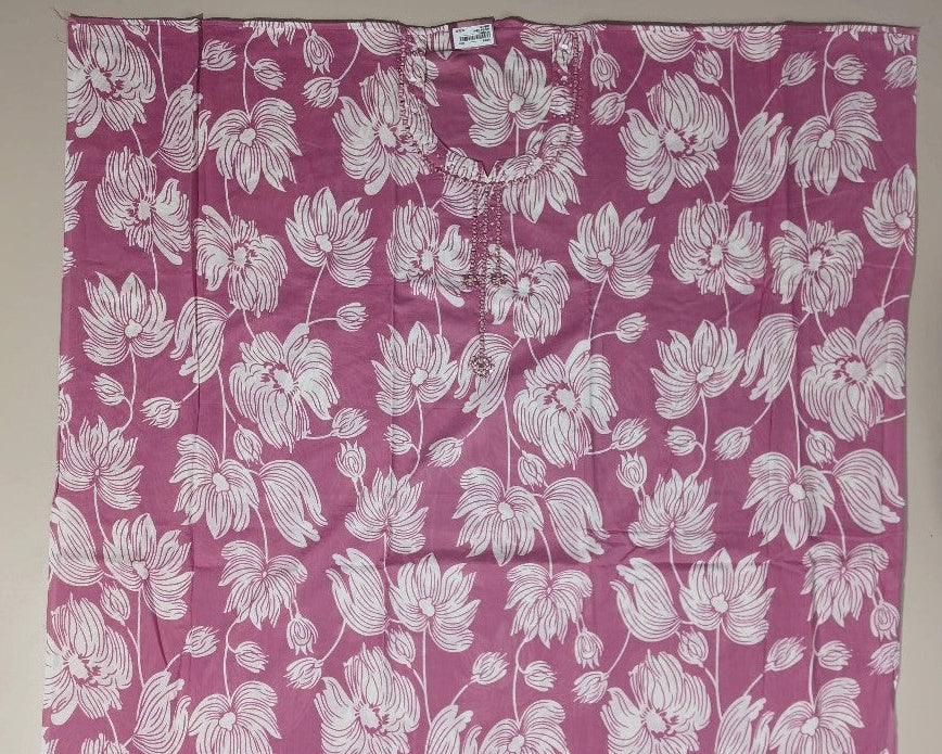 Pink Floral Elegance Cotton Kurta Set - Pink - Picture 4