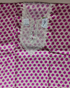 Pink Polka Dot Kurta Set with Lace Detailing - Light pink - Picture 3