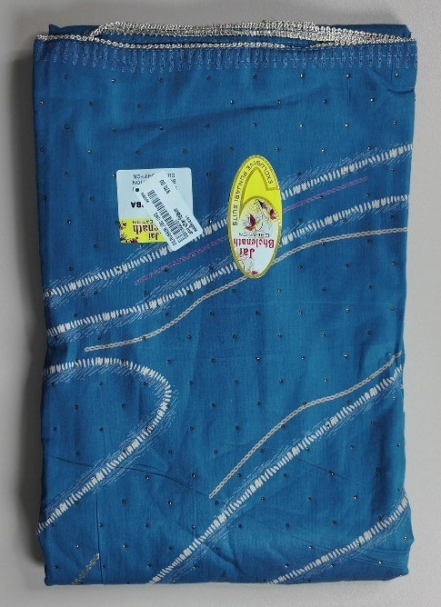 Elegant Blue Butterfly Embroidered Saree - Blue - Picture 1