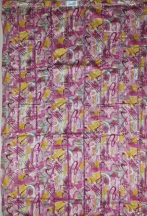 Vibrant Abstract Pink & Yellow Cotton Suit - Pink - Picture 3