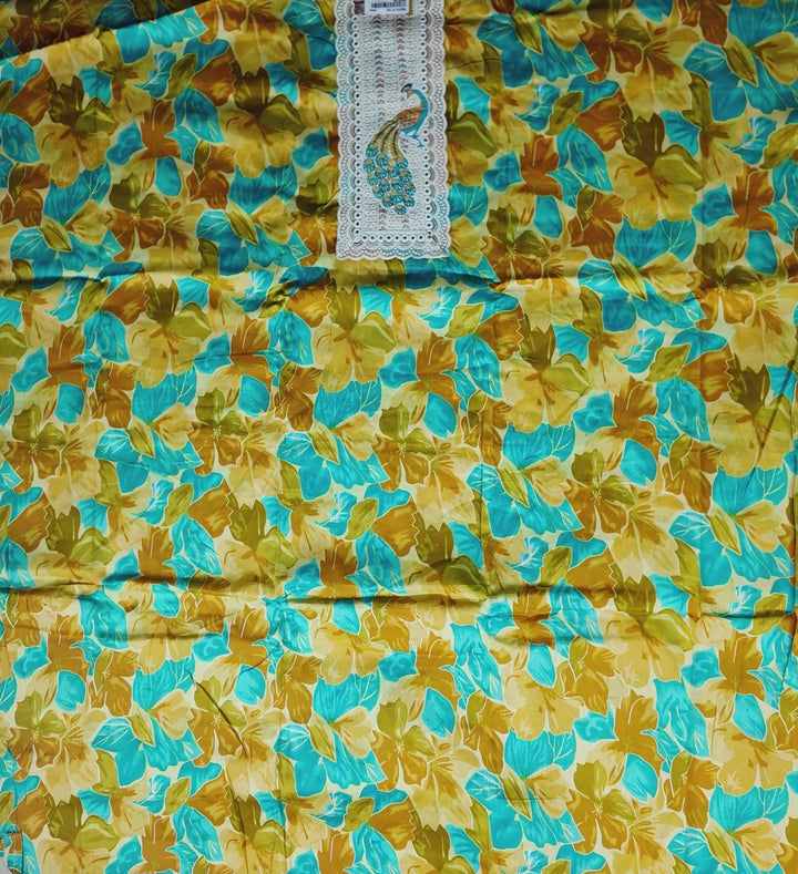 Vibrant Peacock Embroidered Floral Suit - Mustard yellow - Picture 2