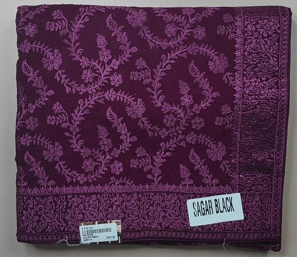 Elegant Purple Floral Brocade Fabric - Purple - Picture 1