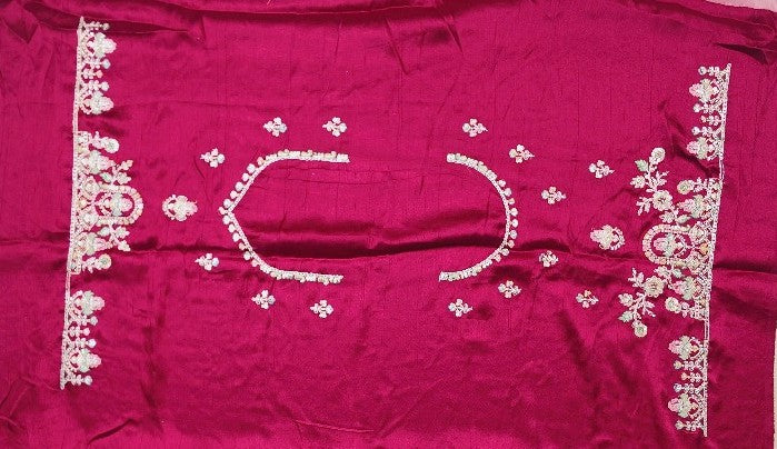 Blush Pink Embroidered Chiffon Saree - Pink - Picture 5
