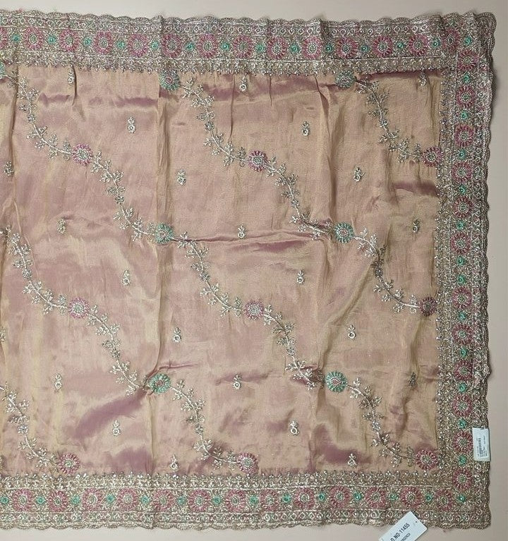 Elegant Mauve Silk Saree with Floral Embroidery - Maroon - Picture 3