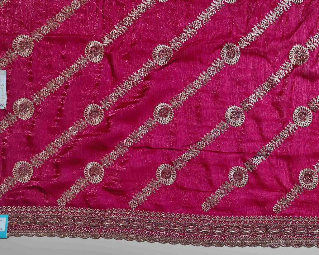 Elegant Red Silk Saree with Gold Embroidery - Red - Picture 5