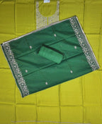 Vibrant Green Embroidered Silk Suit Set - Olive green - Picture 5