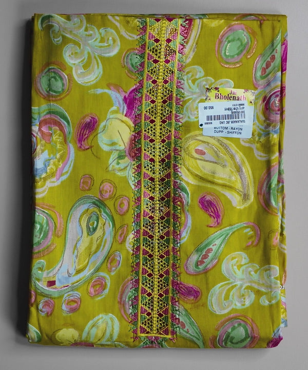 Vibrant Yellow Paisley Rayon Suit Set - Yellow - Picture 1