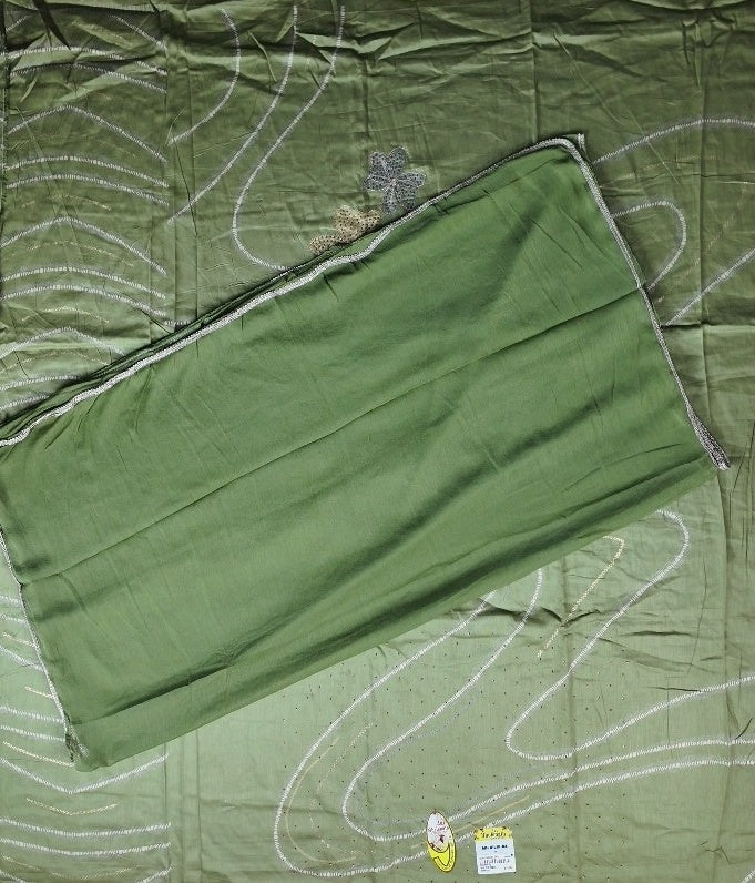 Elegant Olive Green Embroidered Suit Fabric - Olive green - Picture 5