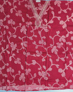 Elegant Red Bandhani Suit with Embroidery - Red - Picture 2