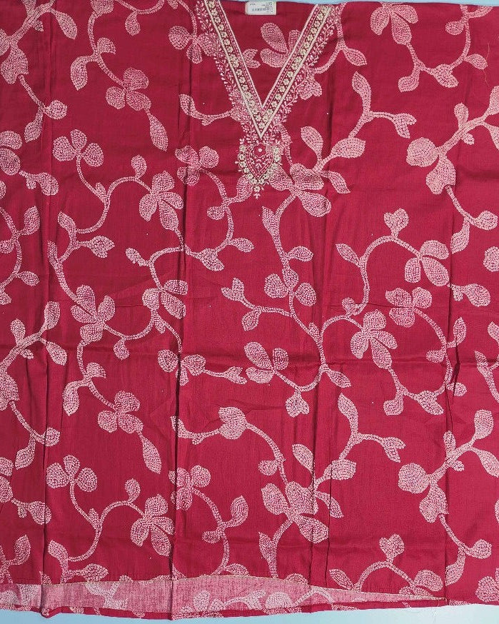 Elegant Red Bandhani Suit with Embroidery - Red - Picture 2