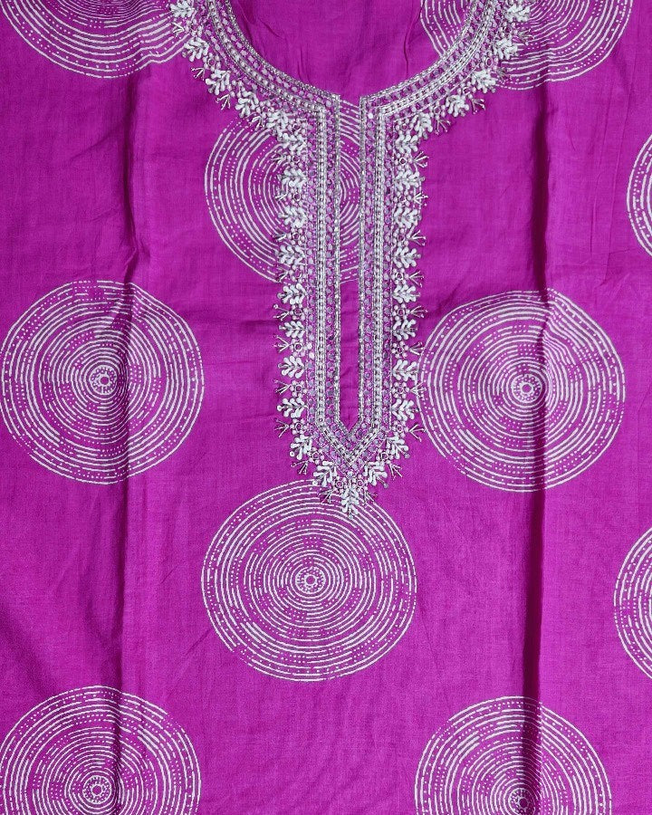 Vibrant Pink Embroidered Kurta Set - Magenta - Picture 3