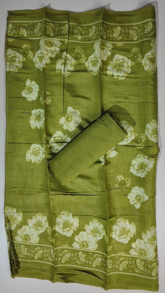 Elegant Olive Floral Embroidered Suit Set - Olive green - Picture 6