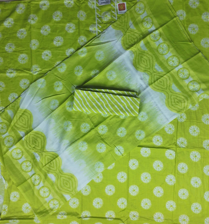 Vibrant Lime Green Bandhani Cotton Kurta Set - Lime Green - Picture 5