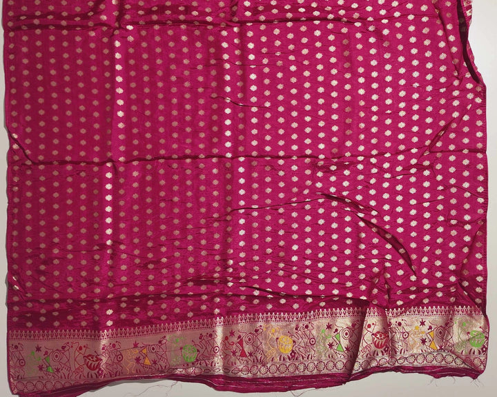 Elegant Maroon Warli Art Bandhani Saree - Maroon - Picture 5