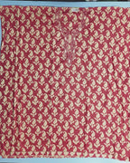 Elegant Pink Floral Embroidered Suit Set - Red - Picture 2