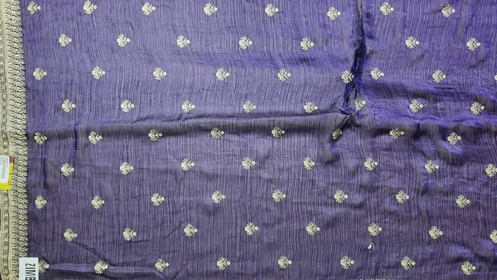 Elegant Purple Banarasi Saree with Gold Motifs - Purple - Picture 2