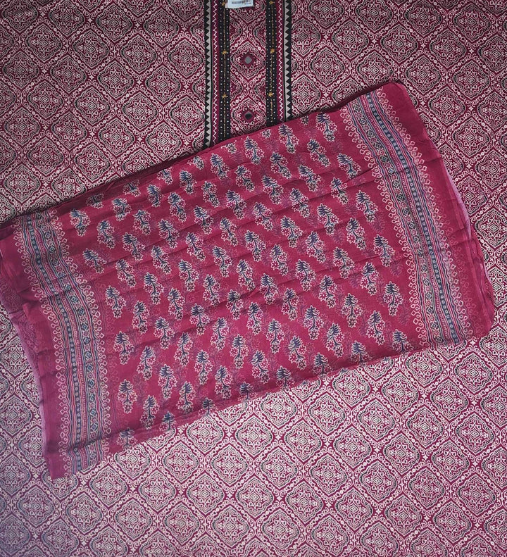 Vibrant Red Bandhani Print Salwar Suit Set - Red - Picture 5