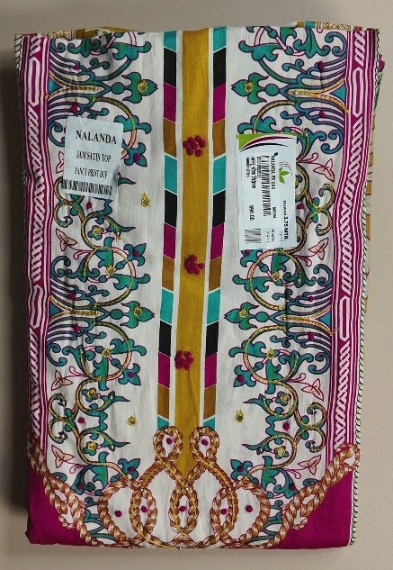 Vibrant Magenta & Mustard Floral Suit Set - White - Picture 1