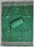 Vibrant Green Embroidered Silk Suit Set - Olive green - Picture 6