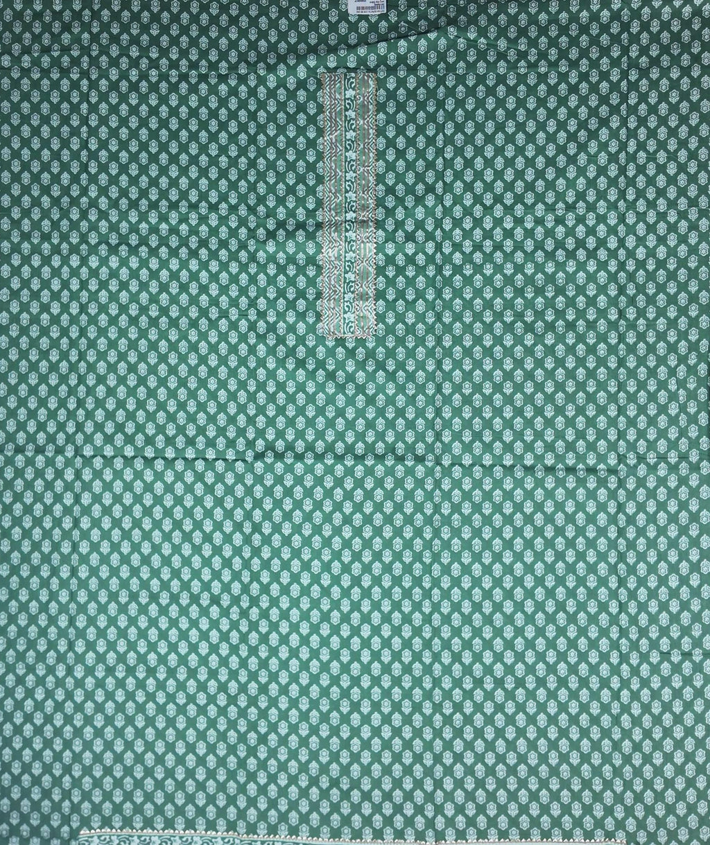 Elegant Green Floral Cotton Saree - Green (1) - Picture 3