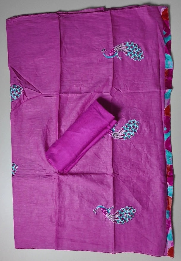 Vibrant Floral Peacock Embroidery Kurti Set - Magenta - Picture 6