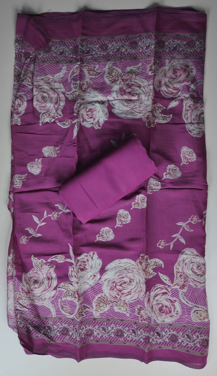 Elegant Plum Floral Embroidered Suit Set - Purple - Picture 6