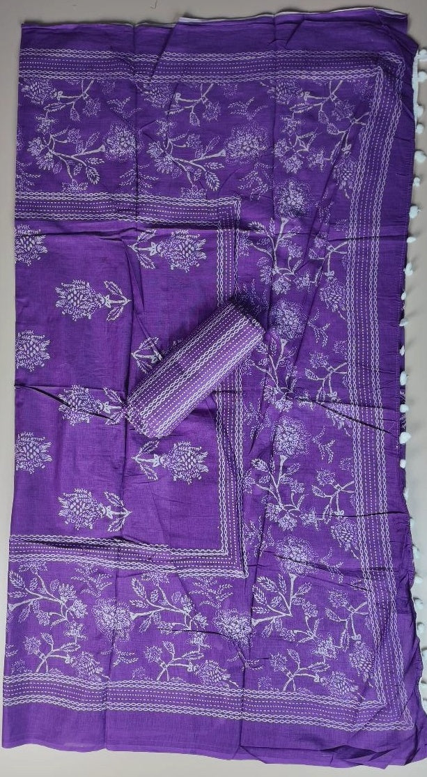 Vibrant Purple Floral Embroidered Suit Set - Purple - Picture 6