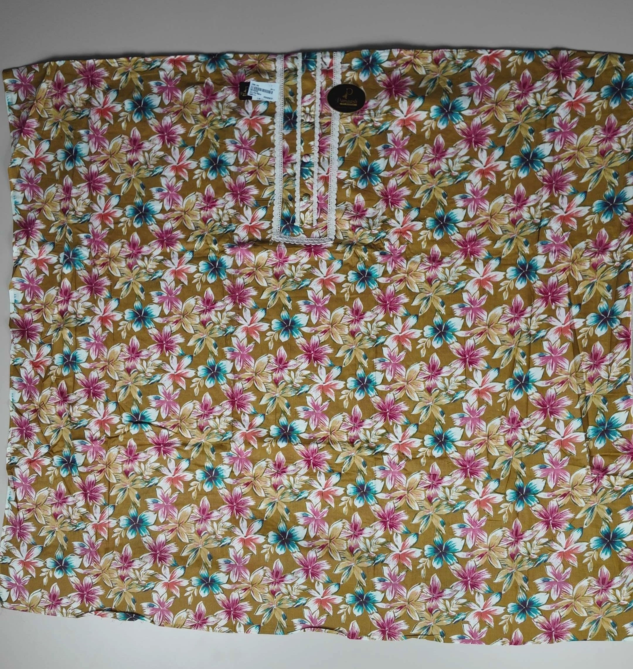 Vibrant Floral Mustard Kurti Fabric - Mustard yellow - Picture 4