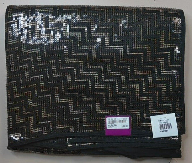 Glamorous Black Sequin Georgette Fabric - Black - Picture 1