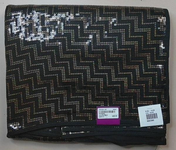 Glamorous Black Sequin Georgette Fabric - Black - Picture 1