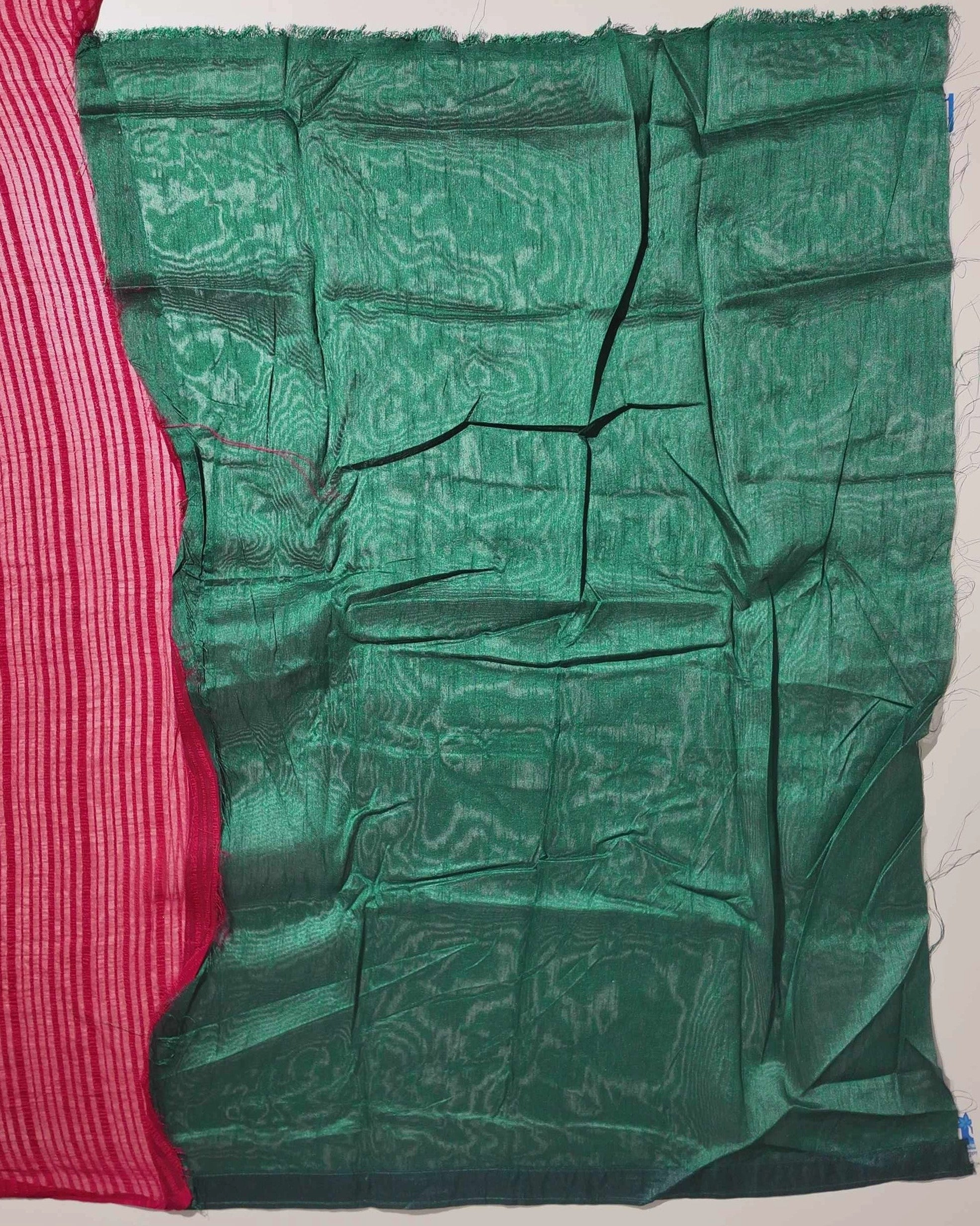 Elegant Magenta Striped Silk Saree with Tassels - Red (1) - Picture 4